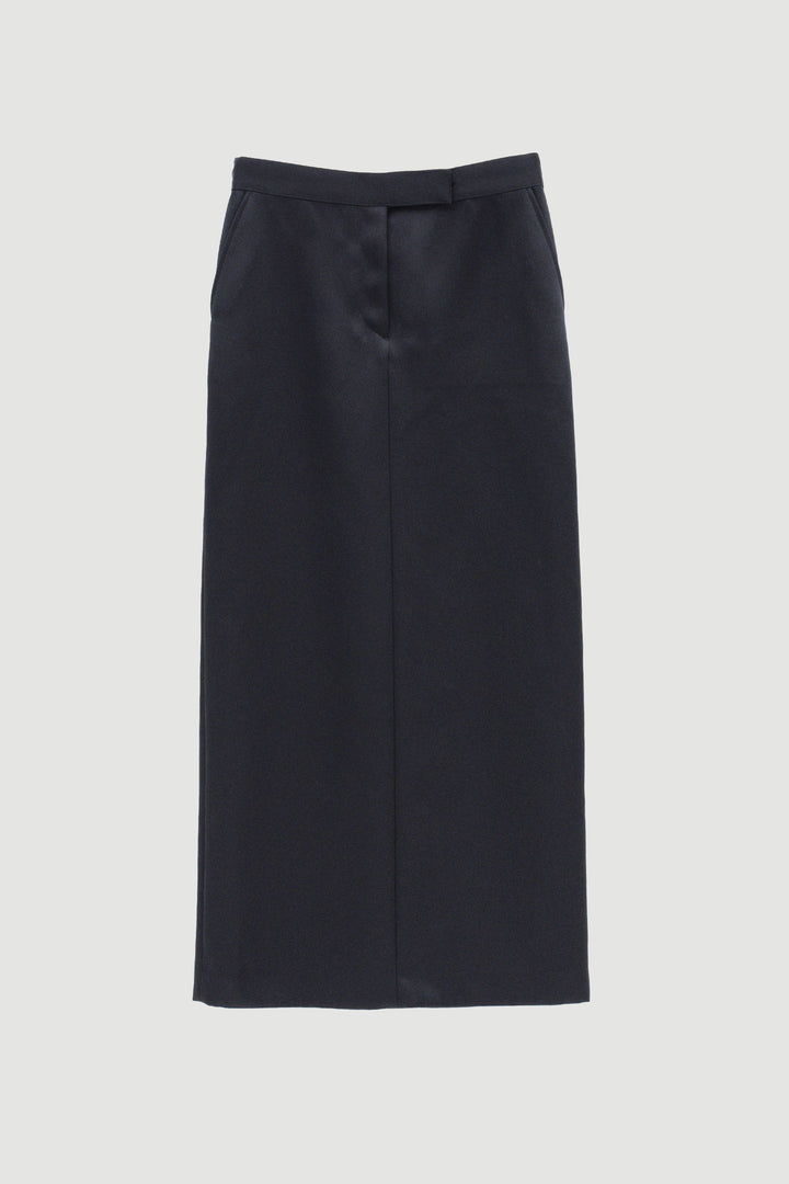 Double Satin Long Skirt / Black