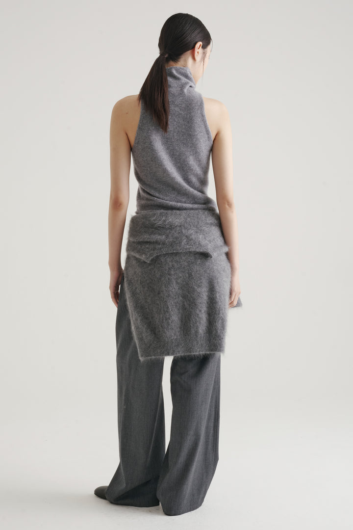 Wool Twill Drawcord Pants / Black