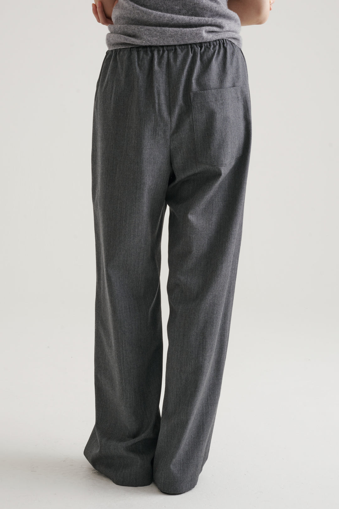 Wool Twill Drawcord Pants / Black