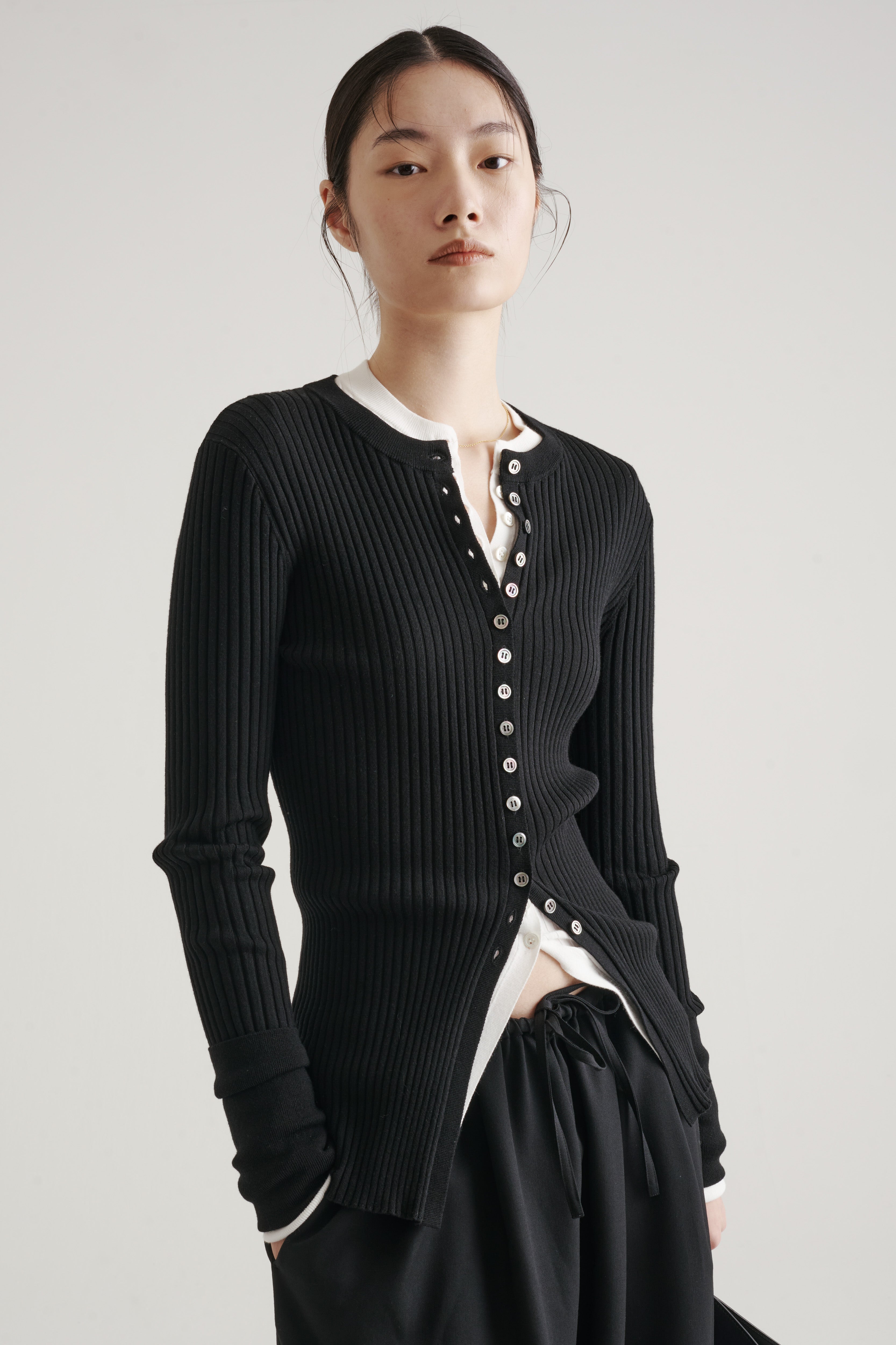 トップス imperf. Long Sleeve Rib Cardigan Long Sleeve Rib Cardigan / Black – (im)perf.