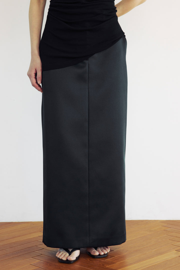 Double Satin Long Skirt / Brown