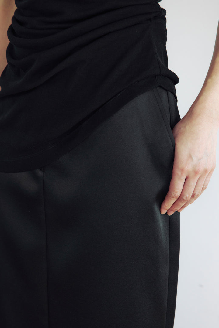 Double Satin Long Skirt / Brown