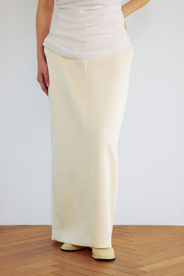 Double Satin Long Skirt / Brown