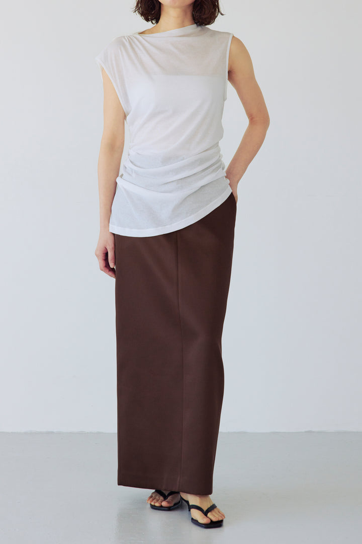 Double Satin Long Skirt / Brown