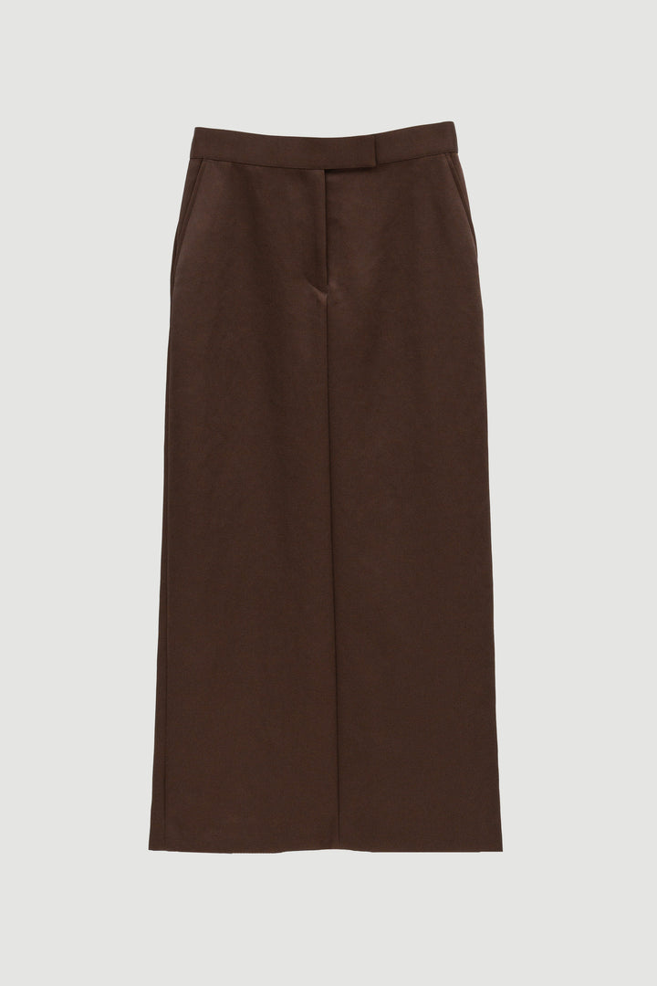 Double Satin Long Skirt / Brown