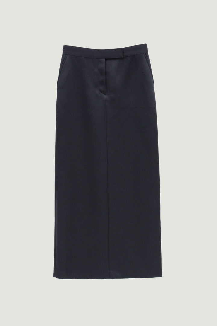 Double Satin Long Skirt / Black