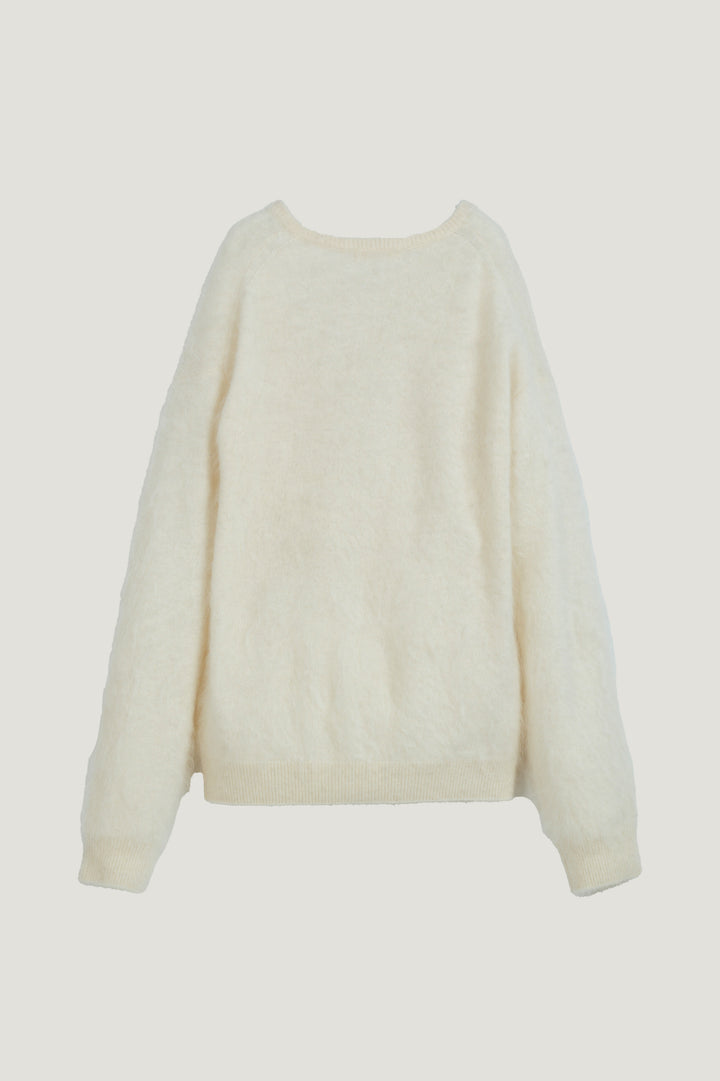 Cashmere Silk Wool V/N Knit / White