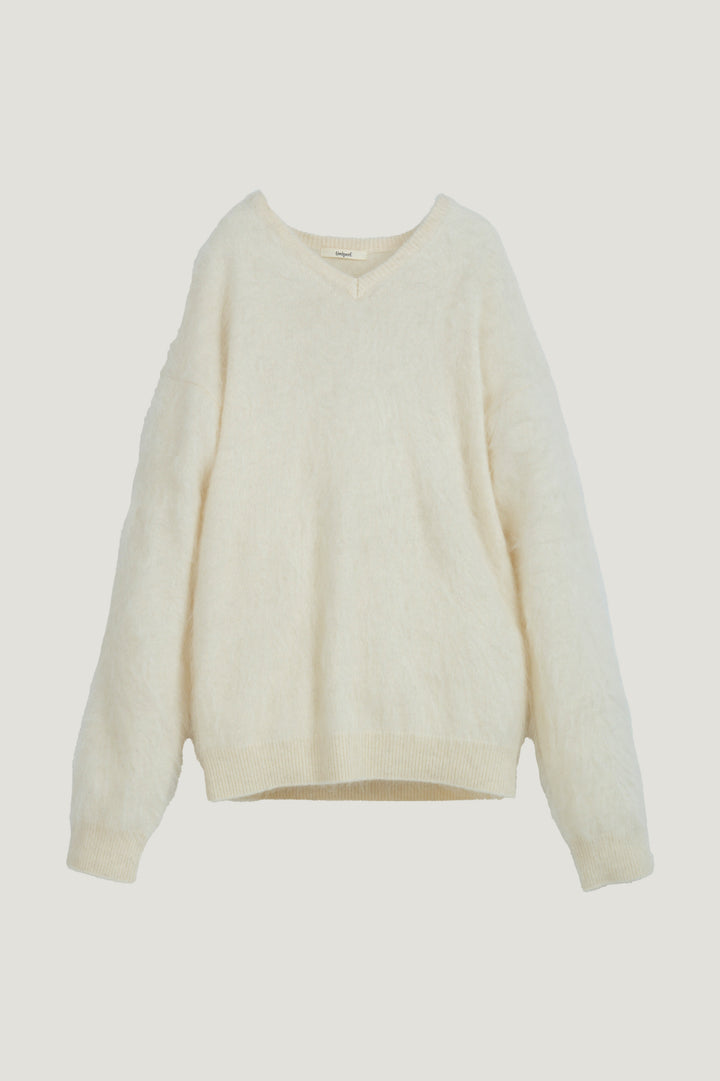 Cashmere Silk Wool V/N Knit / White