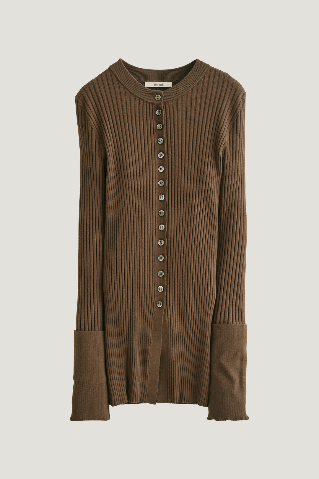 Long Sleeve Rib Cardigan / Brown