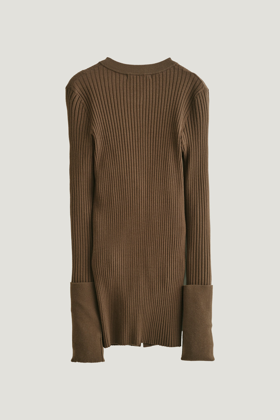 Long Sleeve Rib Cardigan / Brown