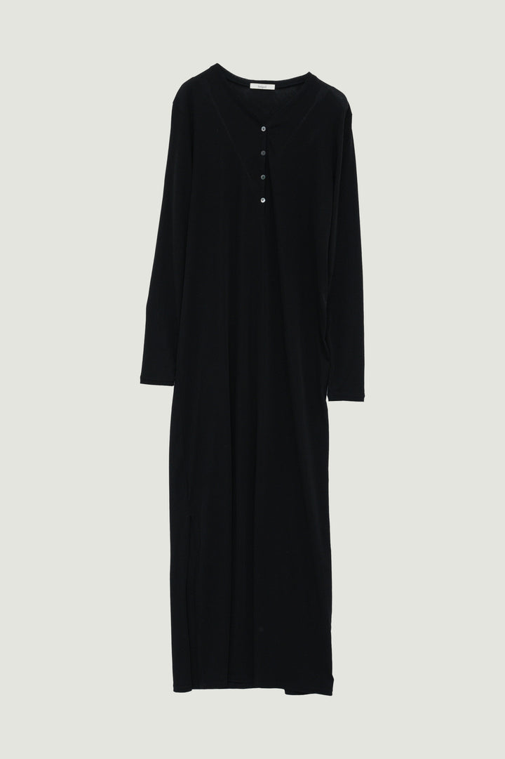 Minimal Henley Dress / Black