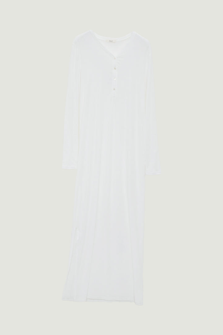 Minimal Henley Dress / White