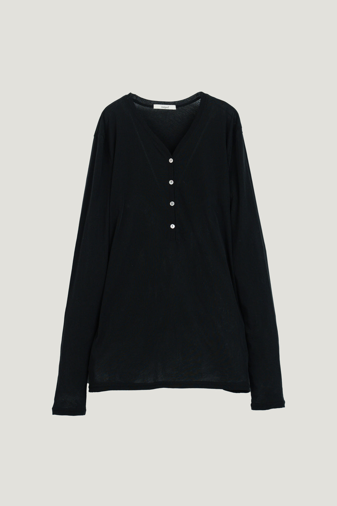 Minimal Henley Long Sleeve / Black