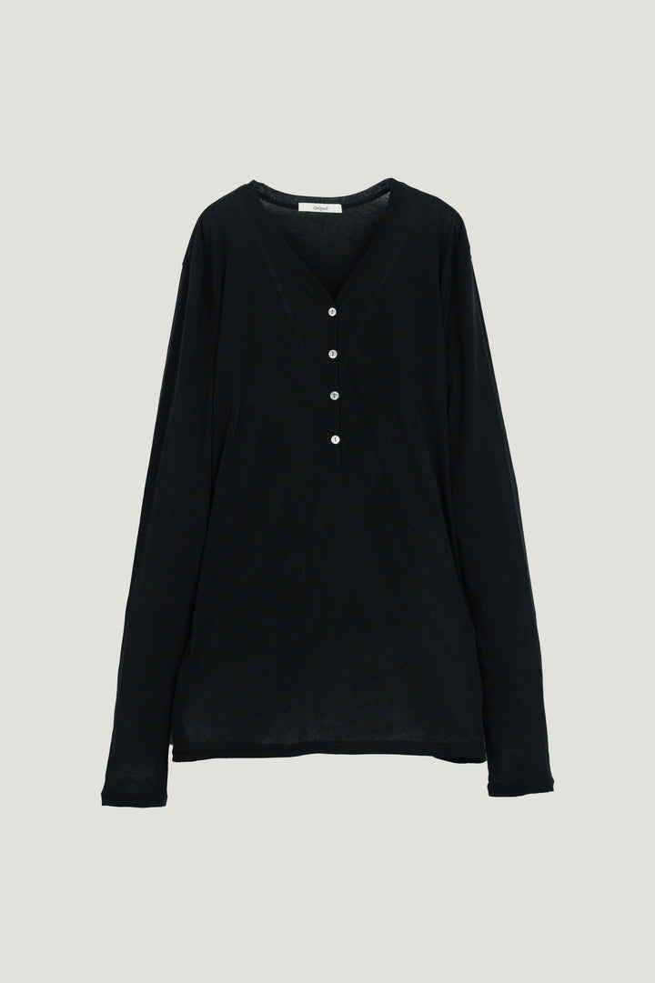 Minimal Henley Long Sleeve / Black