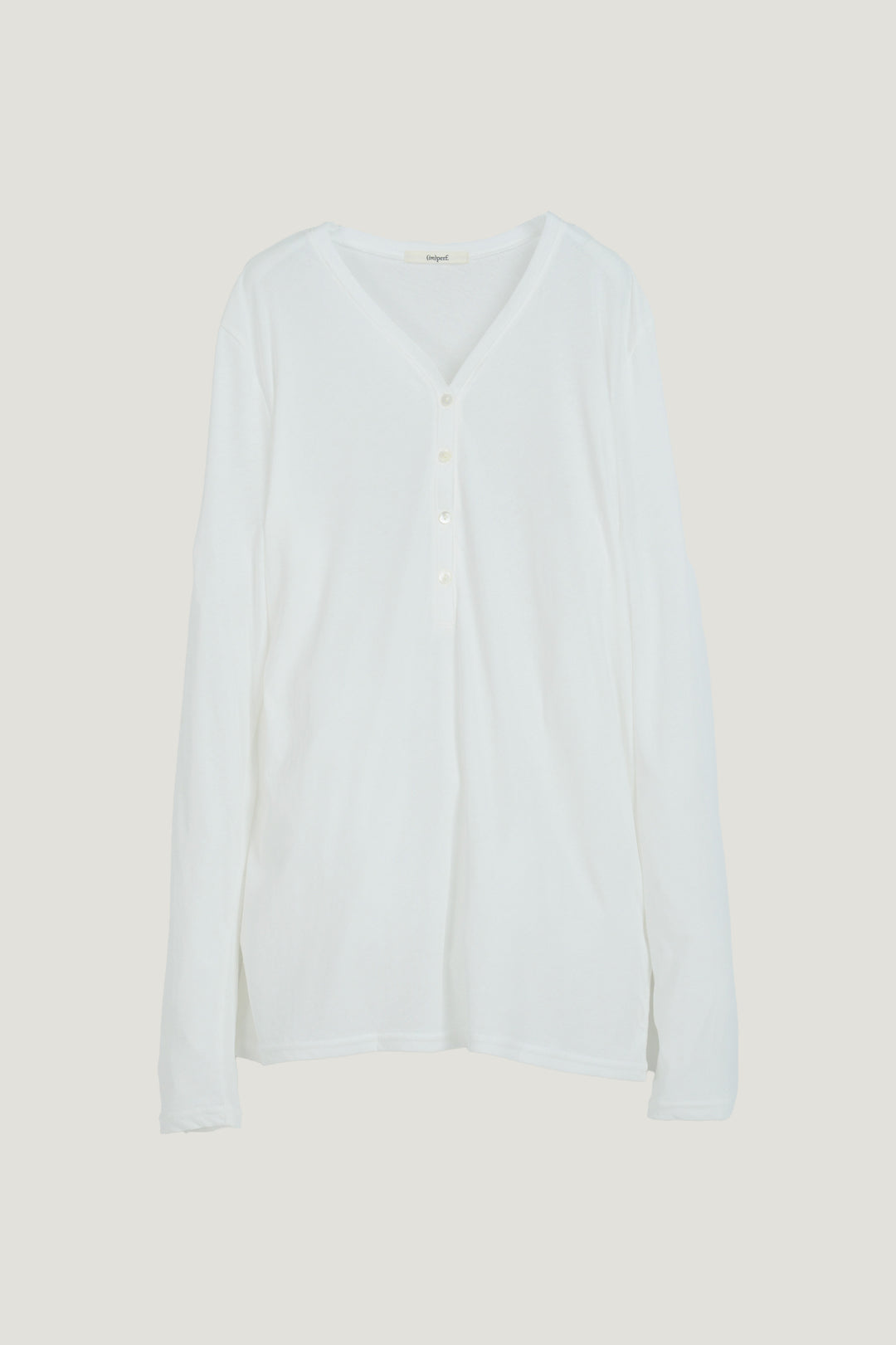 Minimal Henley Long Sleeve / White