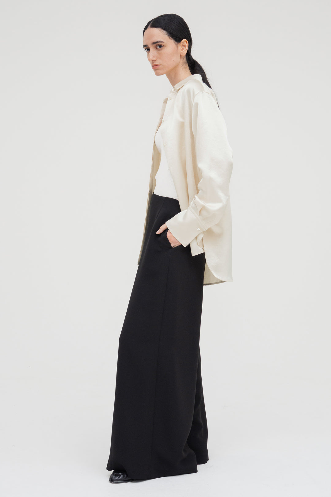 Flare Wide Trousers / Black