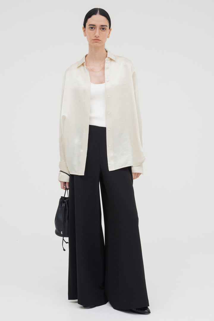 Flare Wide Trousers / Black