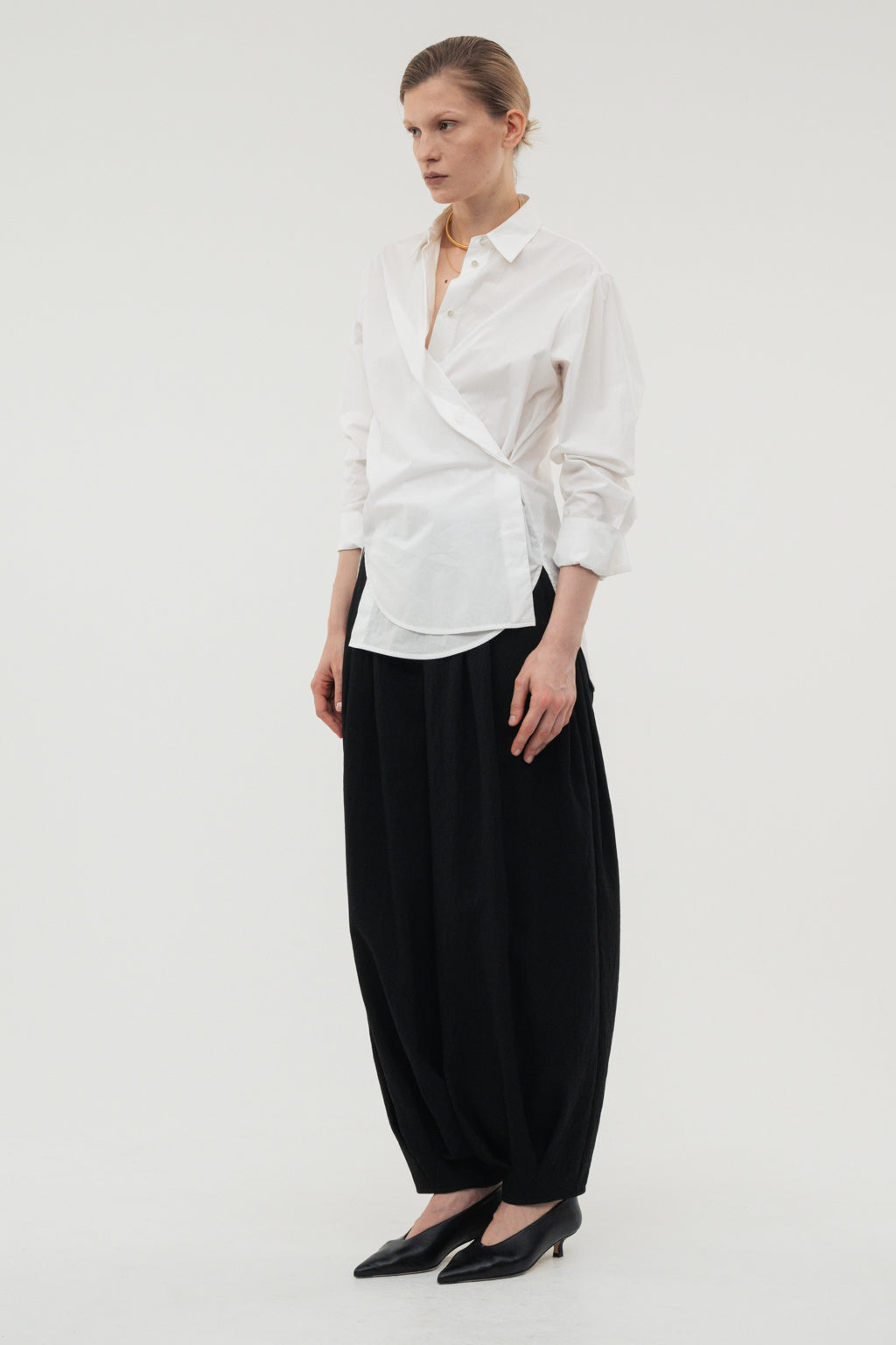 Balloon Tuck Easy Pants / White