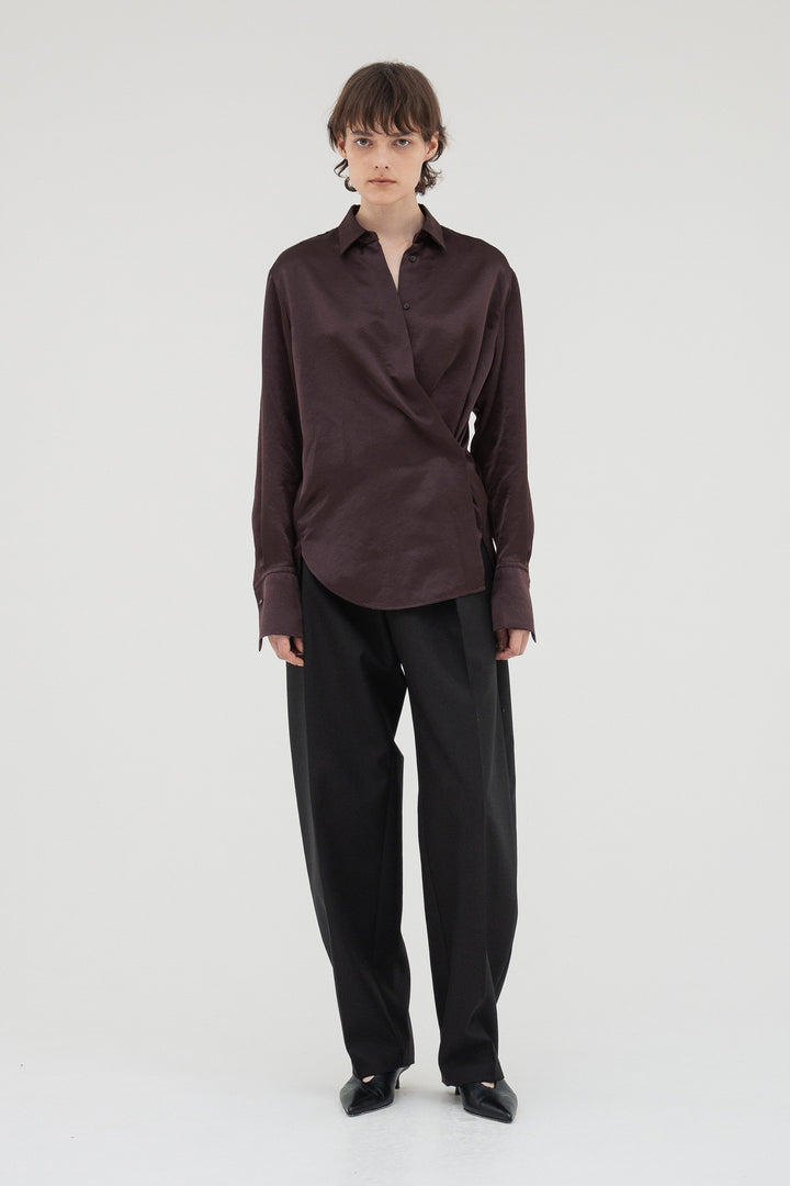 Vintage Satin Shirt / Burgundy