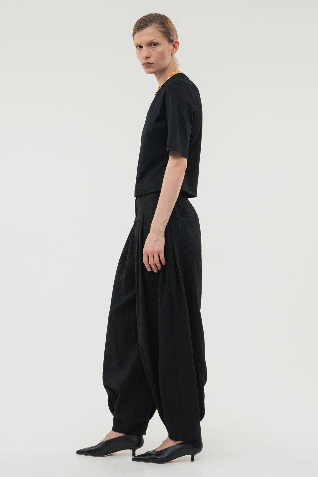Balloon Tuck Easy Pants / Black