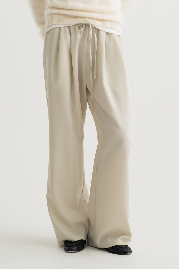 Wool Twill Drawcord Pants / Ivory