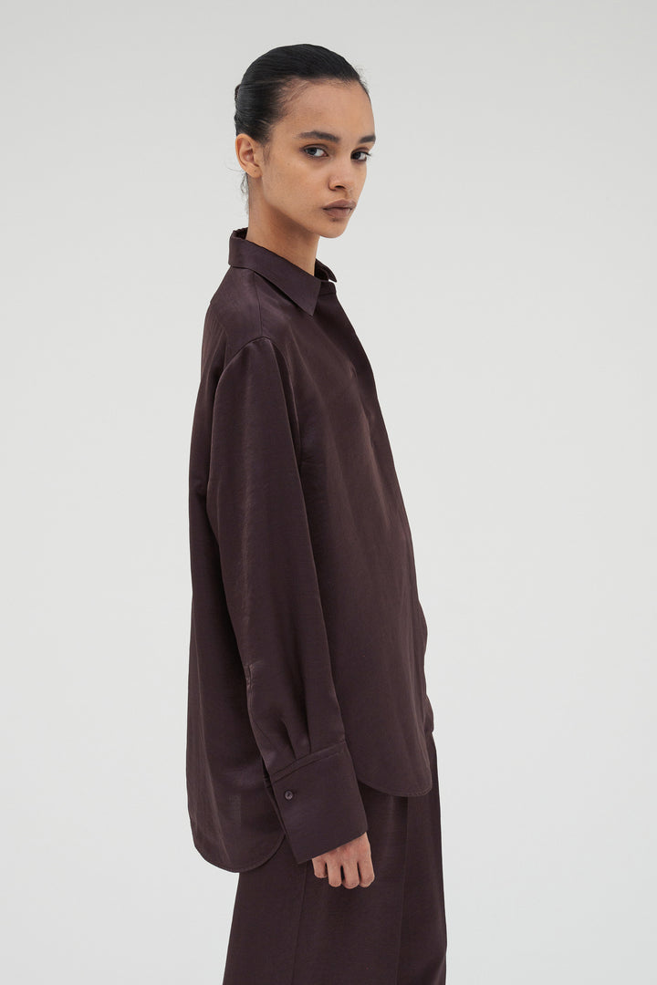 Vintage Satin Shirt / Burgundy