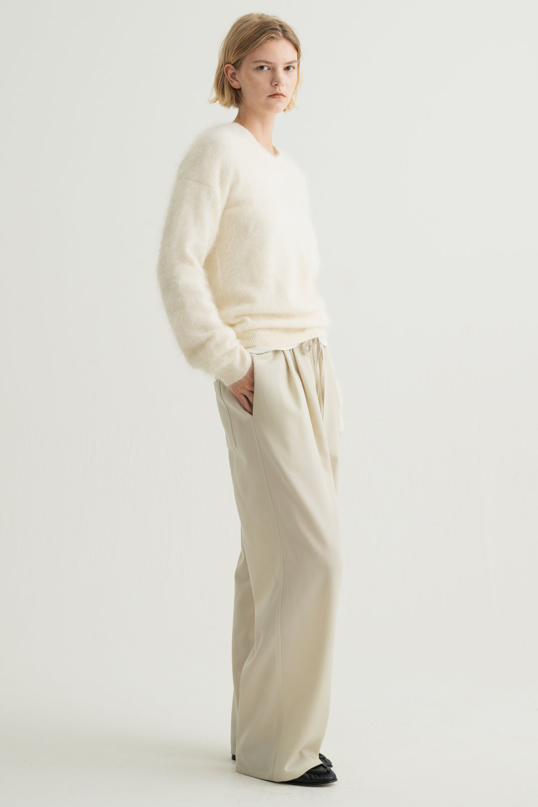 Cashmere Silk Wool V/N Knit / Grey
