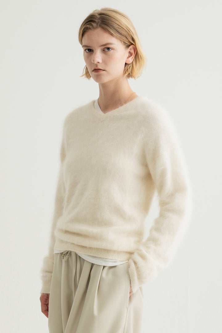 Cashmere Silk Wool V/N Knit / Grey