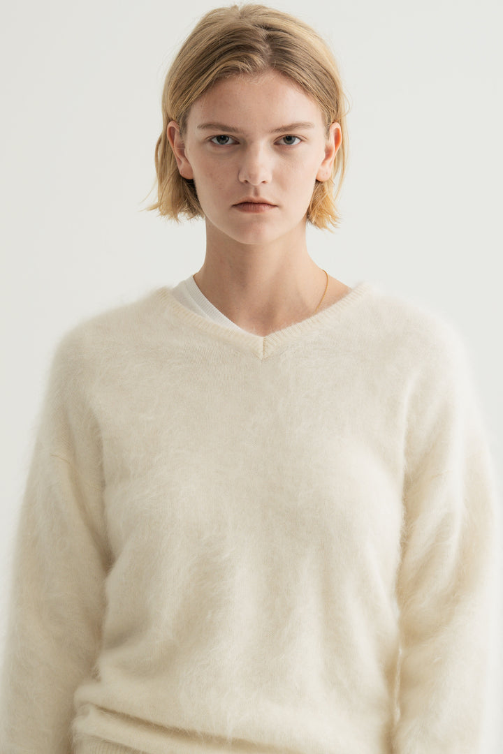 Cashmere Silk Wool V/N Knit / Grey