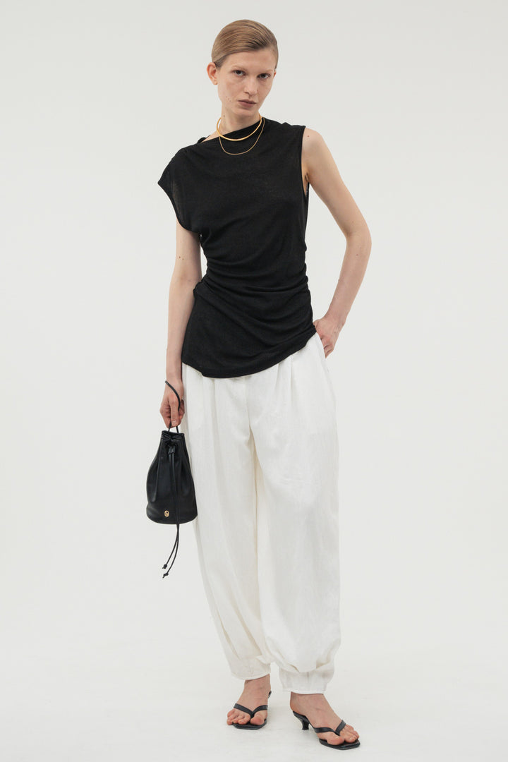 Balloon Tuck Easy Pants / Black