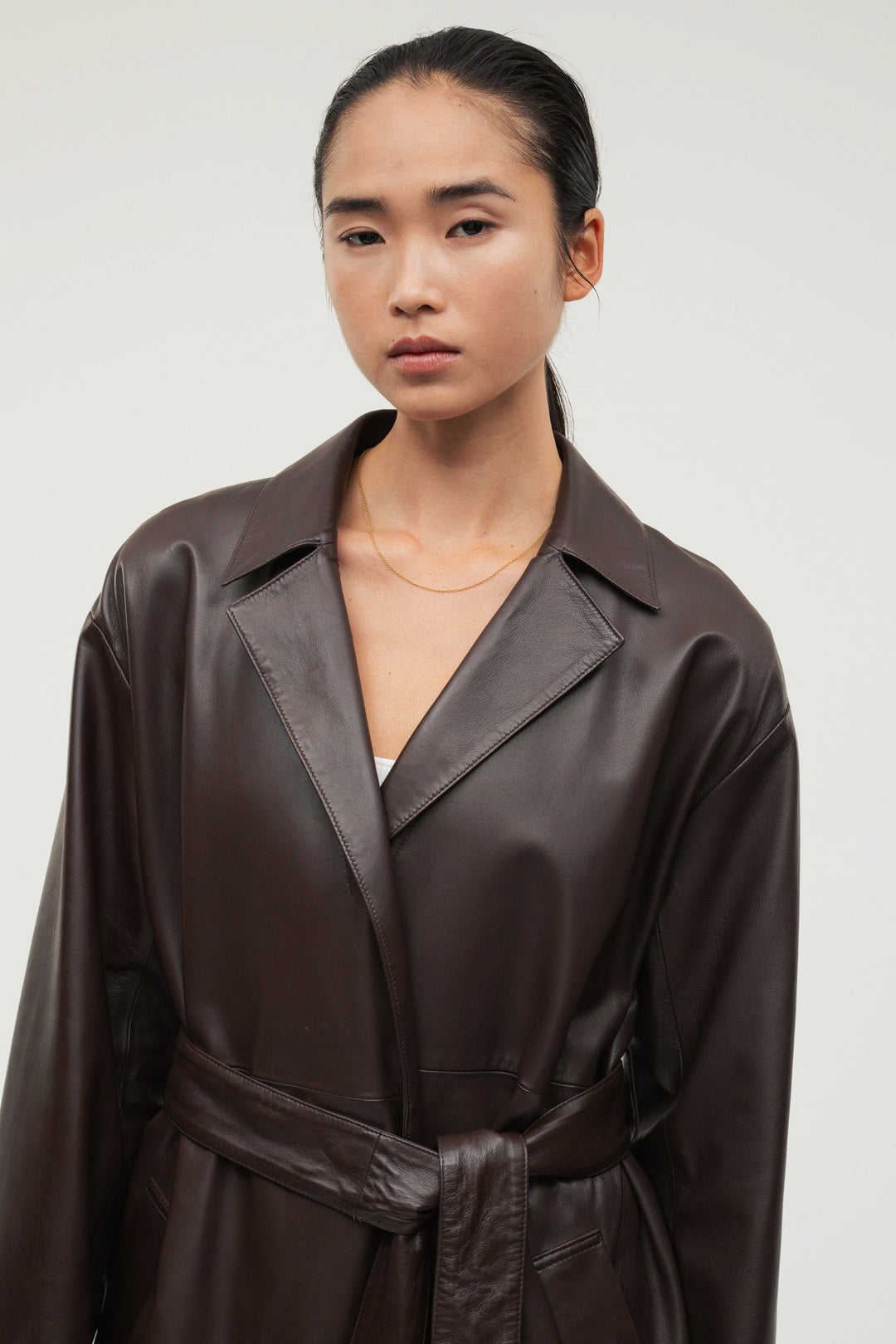 Leather Belted Short Coat