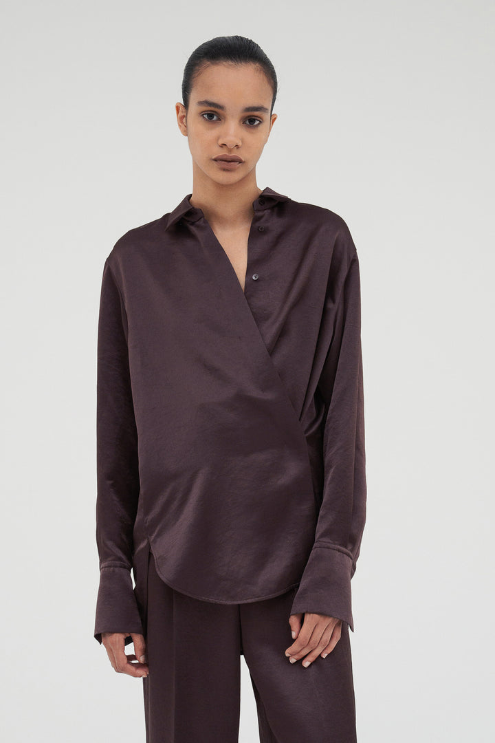 Vintage Satin Shirt / Burgundy