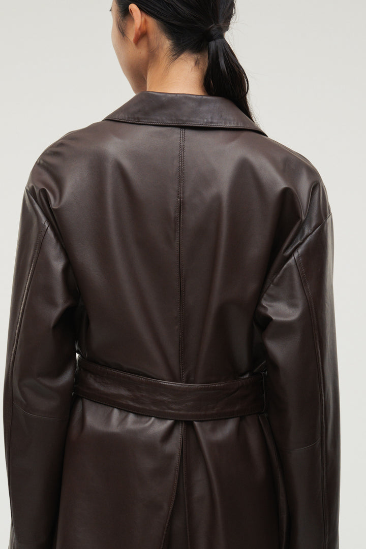 Leather Belted Short Coat