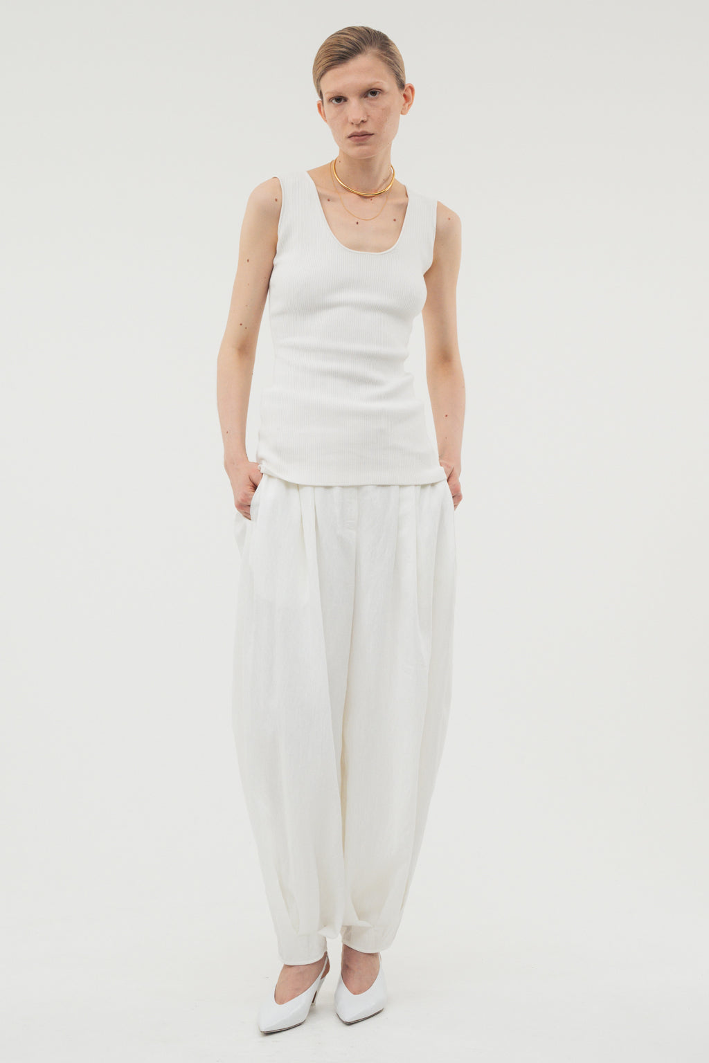 Modern Rib Tank Top / White