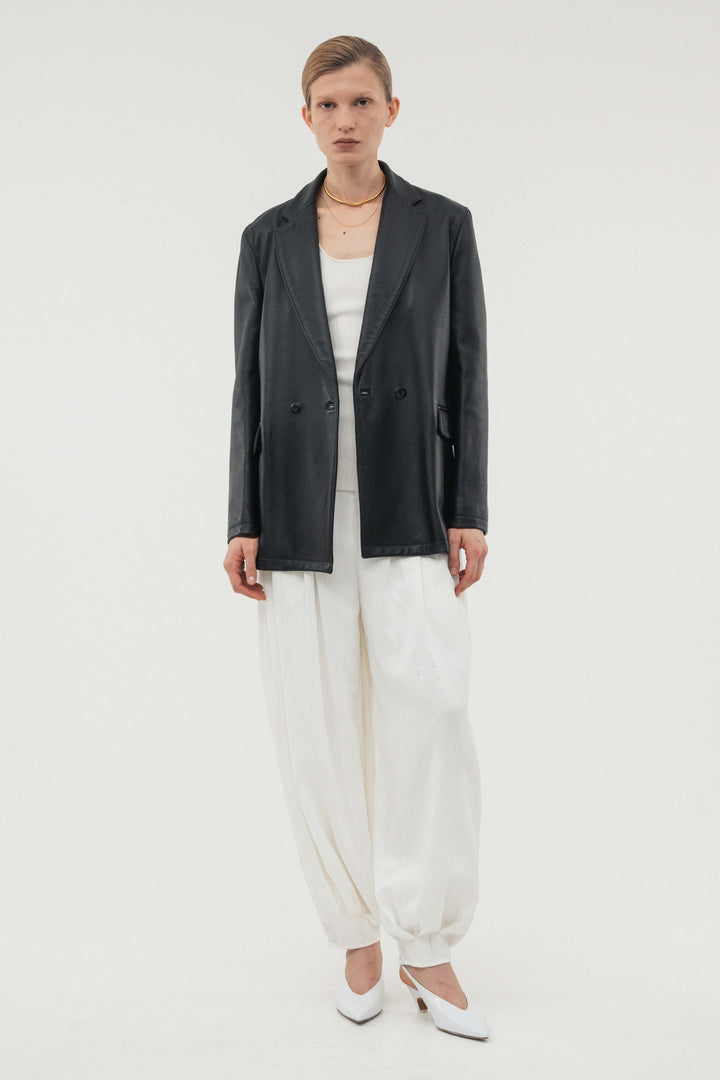 Balloon Tuck Easy Pants / White