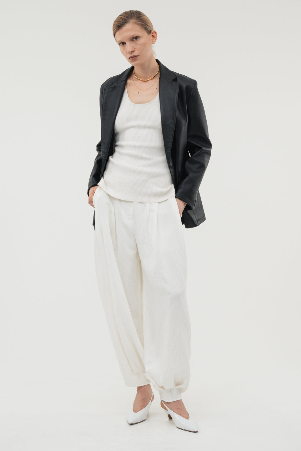 Balloon Tuck Easy Pants / Black