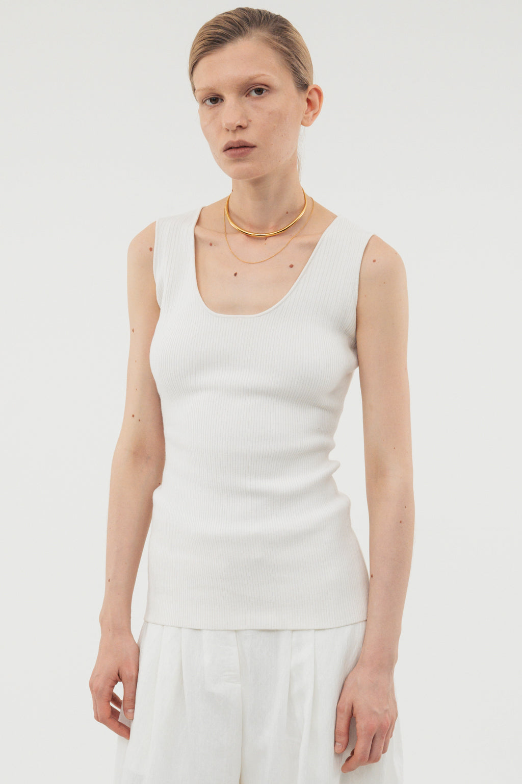 Modern Rib Tank Top / White