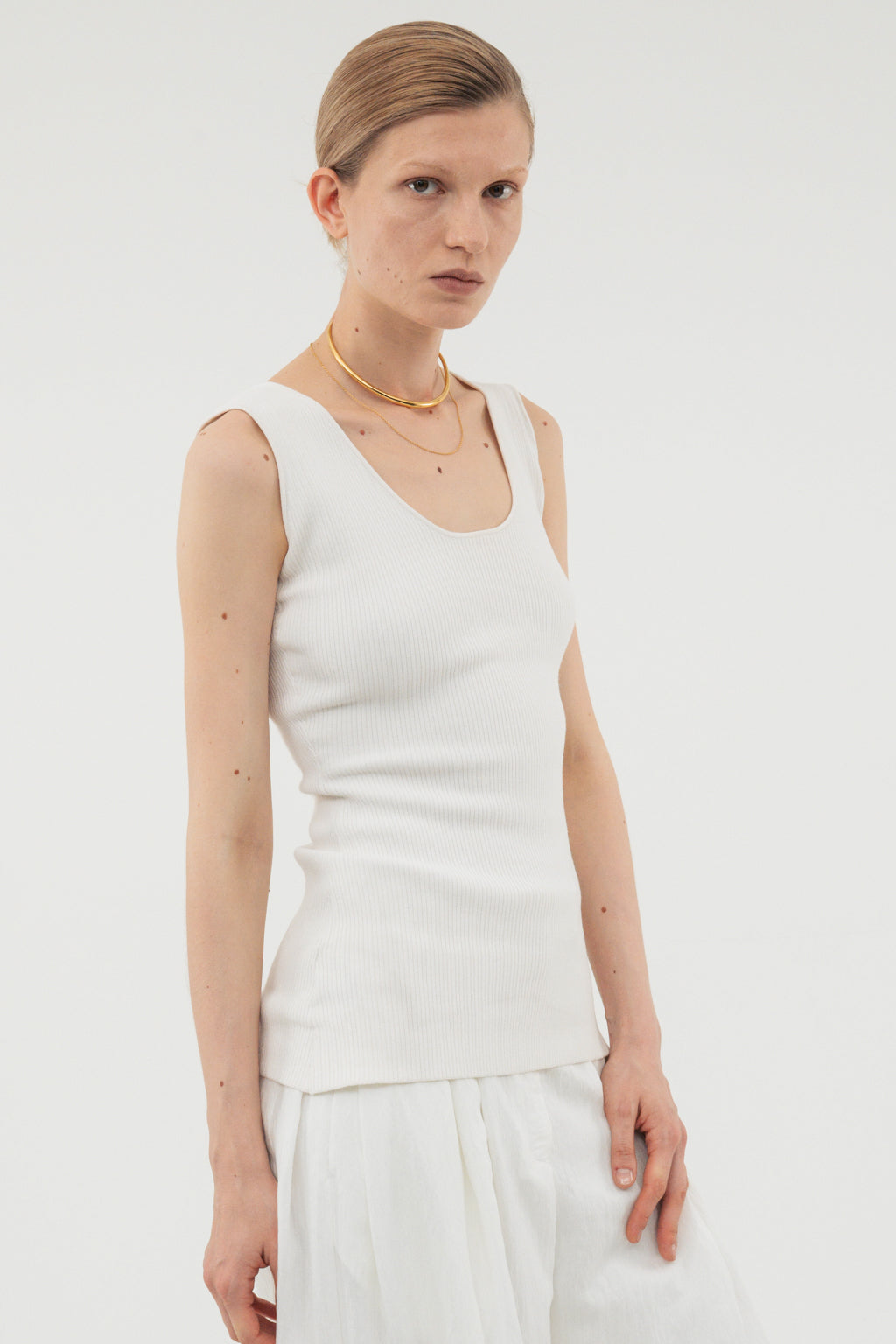Modern Rib Tank Top / White