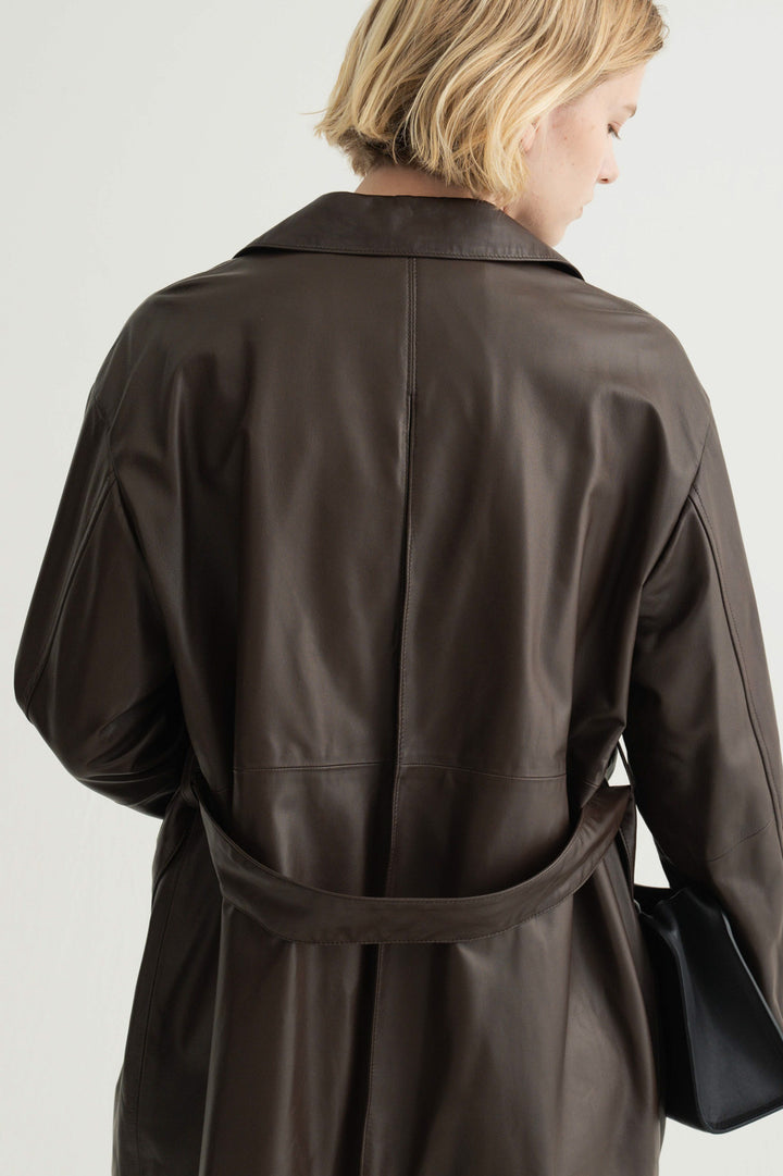 Leather Belted Short Coat