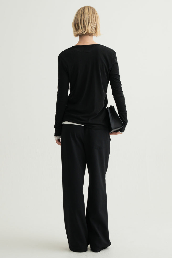 Minimal Henley Long Sleeve / White