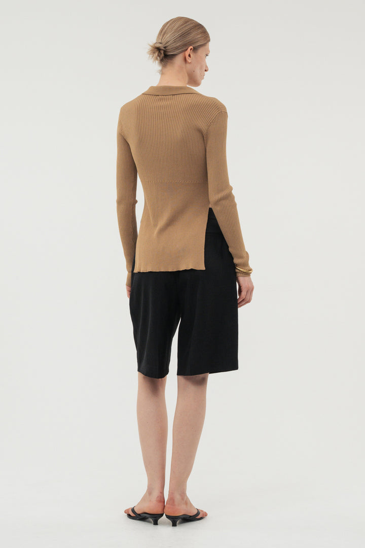 Silk Polo Knit / Camel