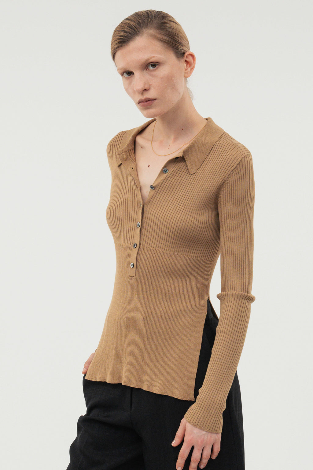Silk Polo Knit / Camel