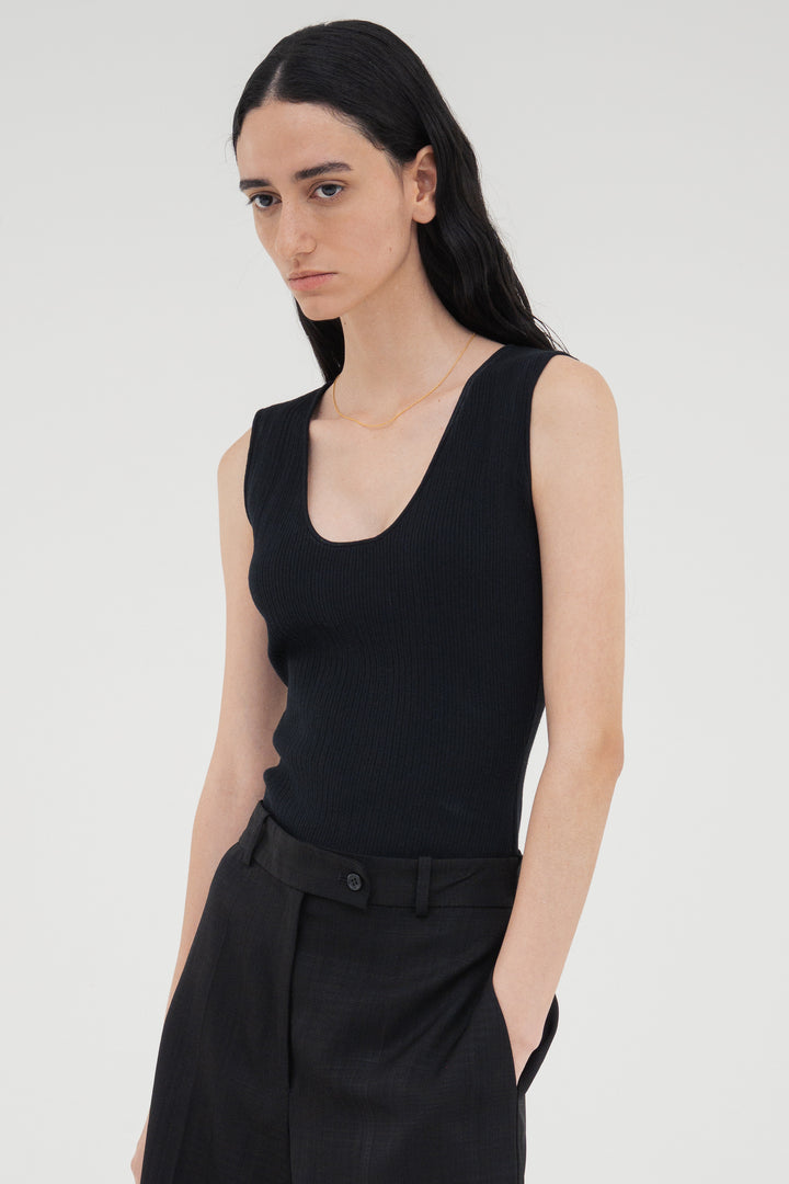 Modern Rib Tank Top / Black