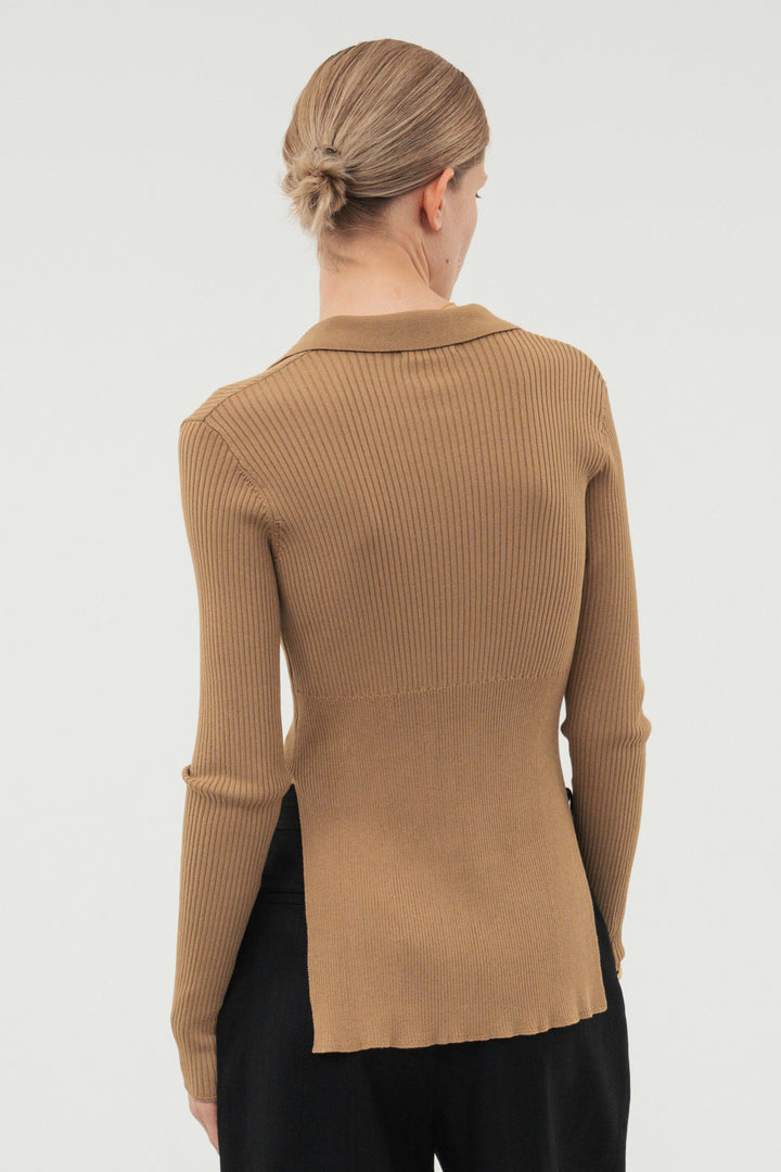 Silk Polo Knit / Camel