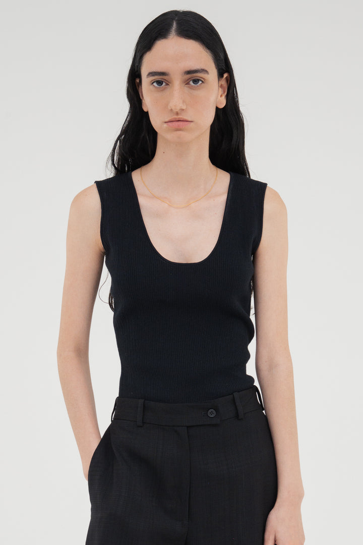Modern Rib Tank Top / Black