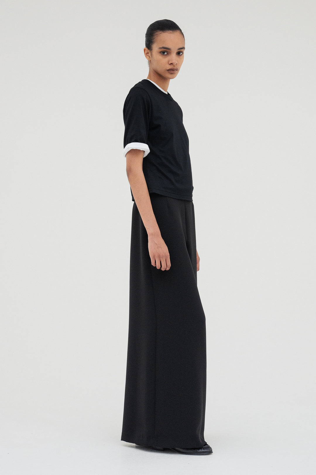 Flare Wide Trousers / Black