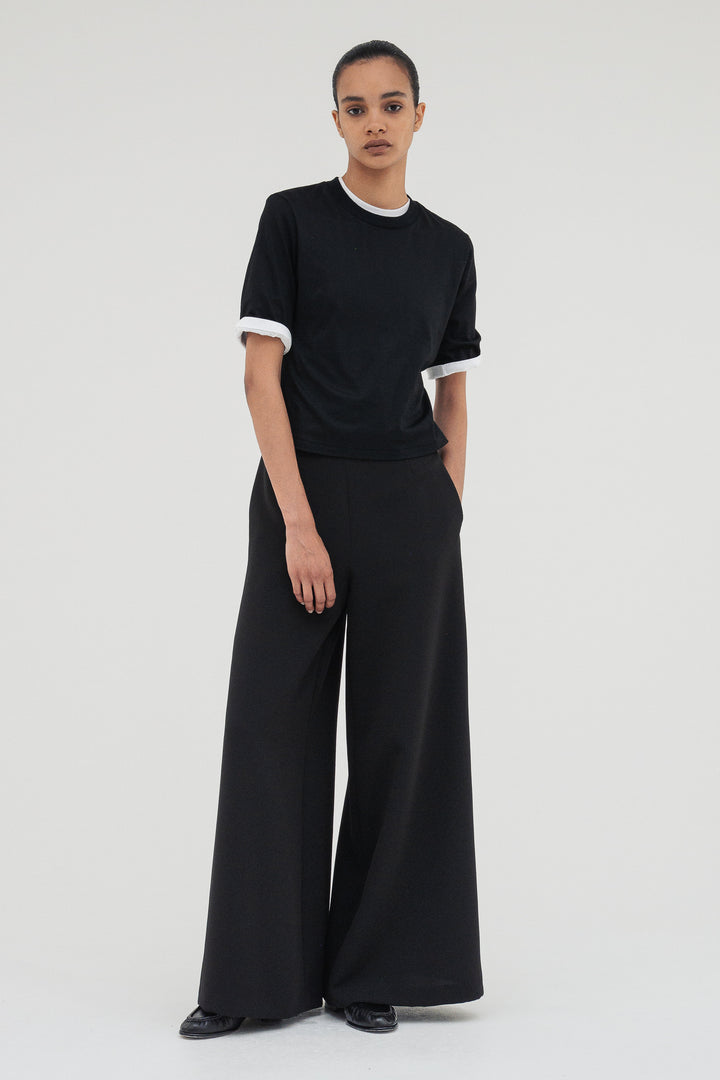 Flare Wide Trousers / Black