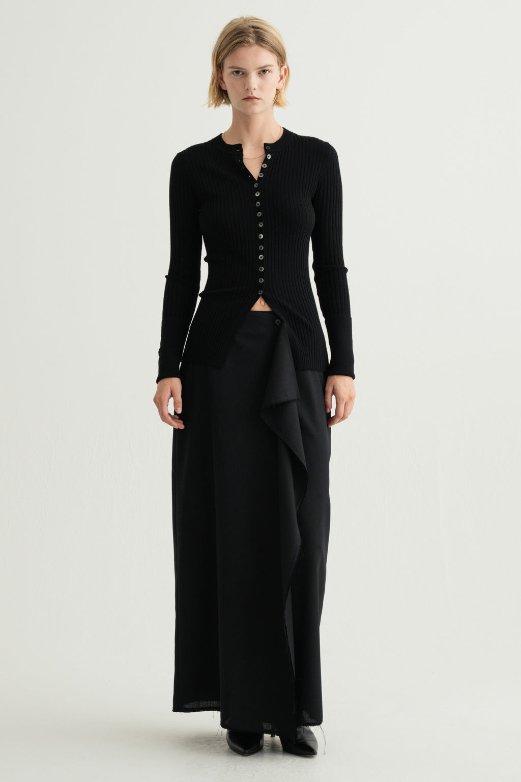 最終値下げ imperf Fluid Wrap Skirt　36 ブラック Fluid Wrap Skirt – (im)perf.