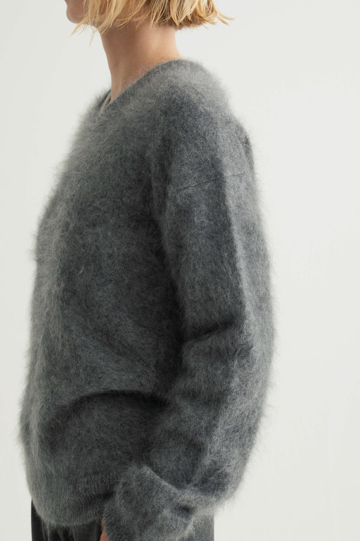 Cashmere Silk Wool V/N Knit / Grey