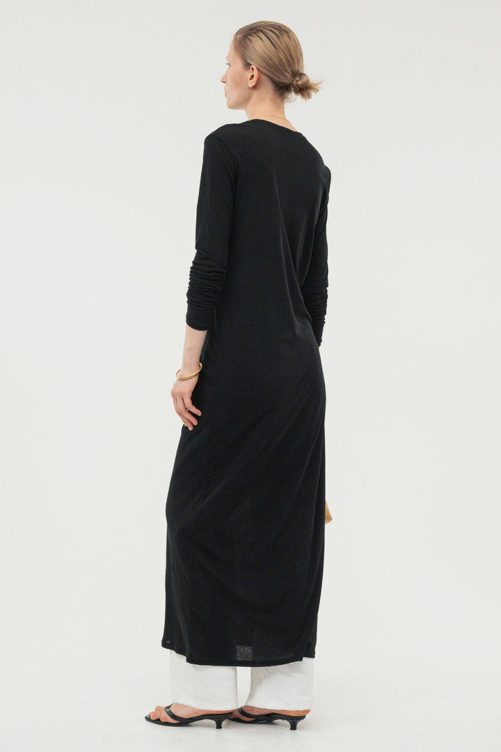 Minimal Henley Dress / Black
